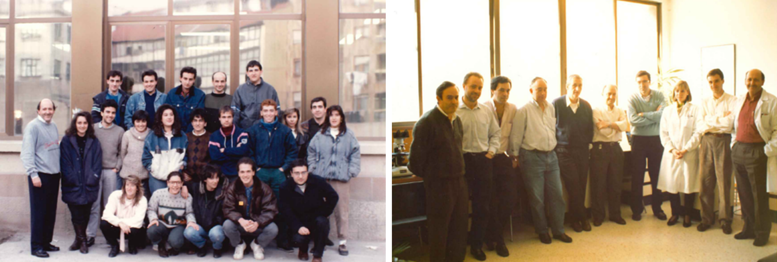 Izquierda: Marta González, Julián Izaga y Ricardo Gezala (AZTERLAN), participan como formadores en un curso técnico relacionado con la fundición. / Derecha: Marta y Julián acompañan a un grupo de técnicos de una empresa cliente en las instalaciones de AZTERLAN.